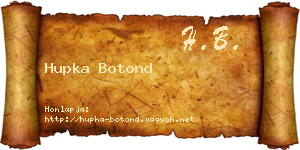 Hupka Botond névjegykártya